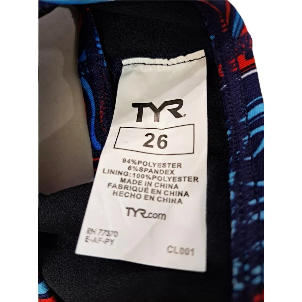 TYR Heatwave Cutoutfit One-pc Swimsuit Blue Red THW7A Size 26 | Girls Size 10/12